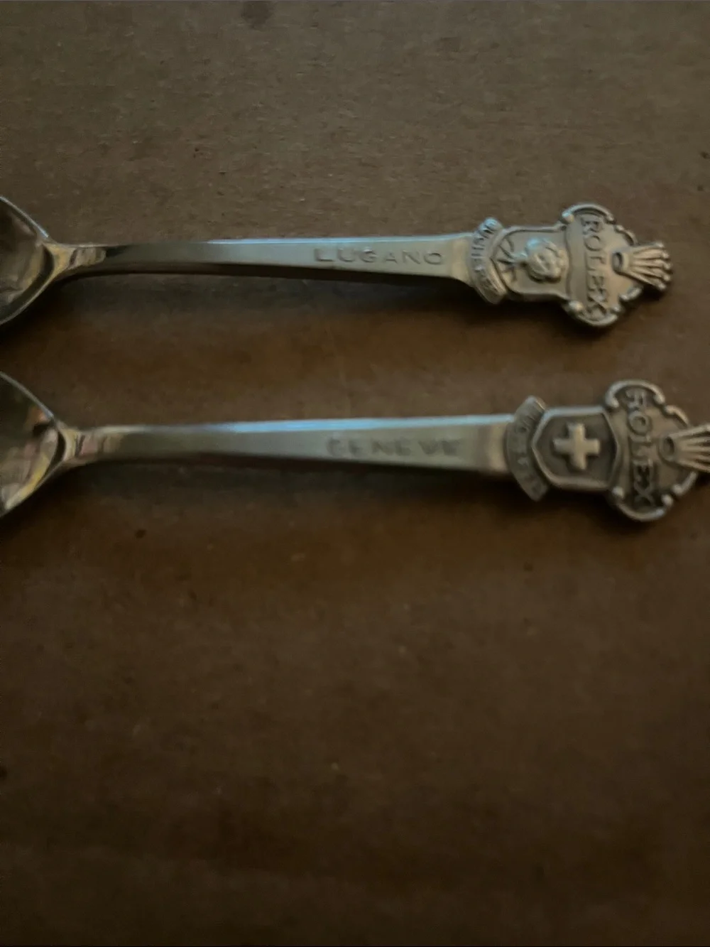 Rolex Silver-Tone Branded Souvenir Spoons - Pair